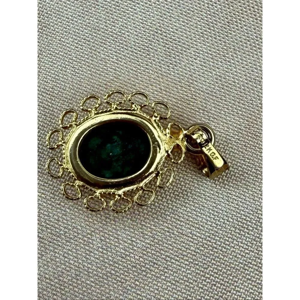Vintage Pendant 1/20 12K GF With Green Center Stone